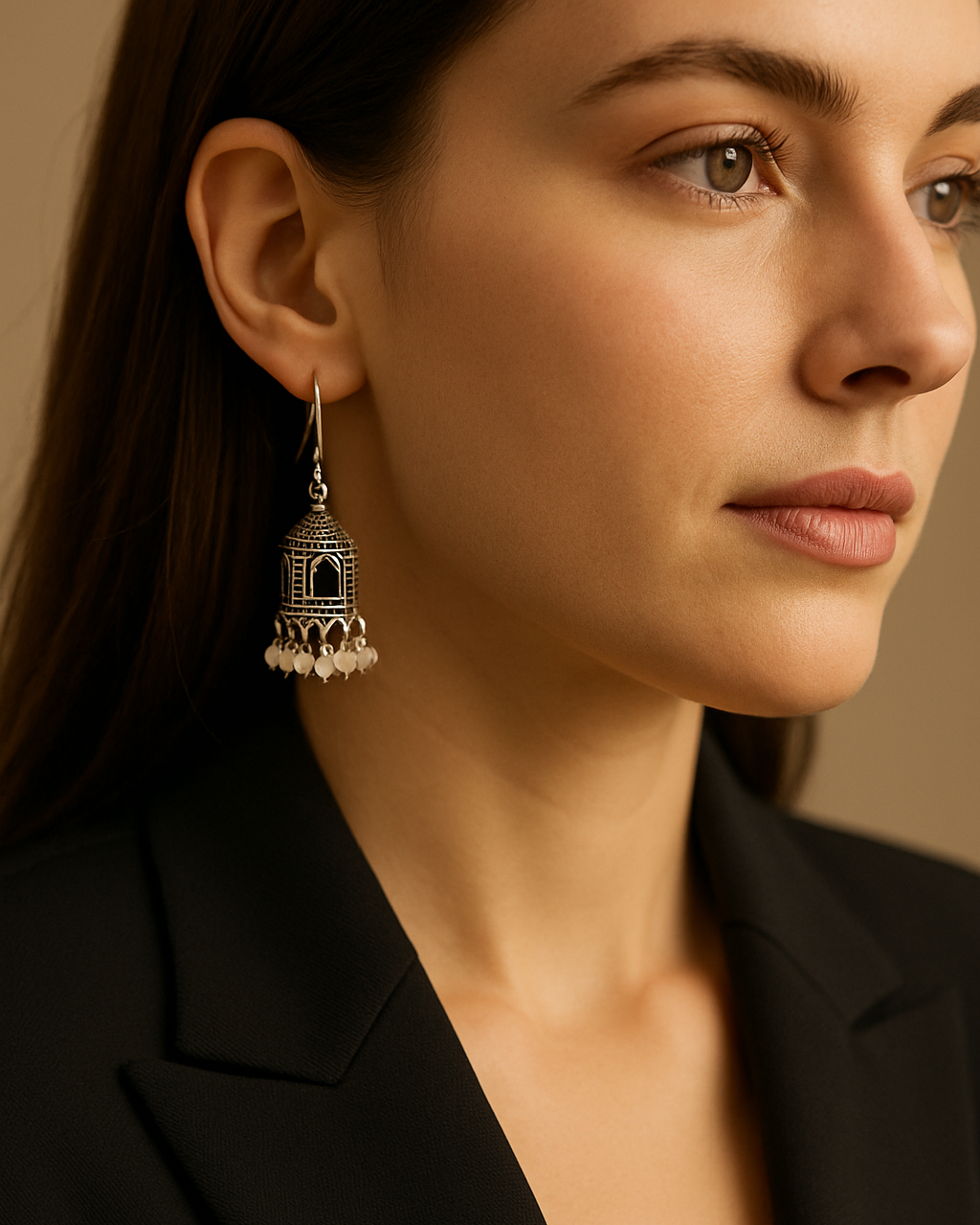 The Heritage Bell-Drop Earrings- Oxidised Earrings