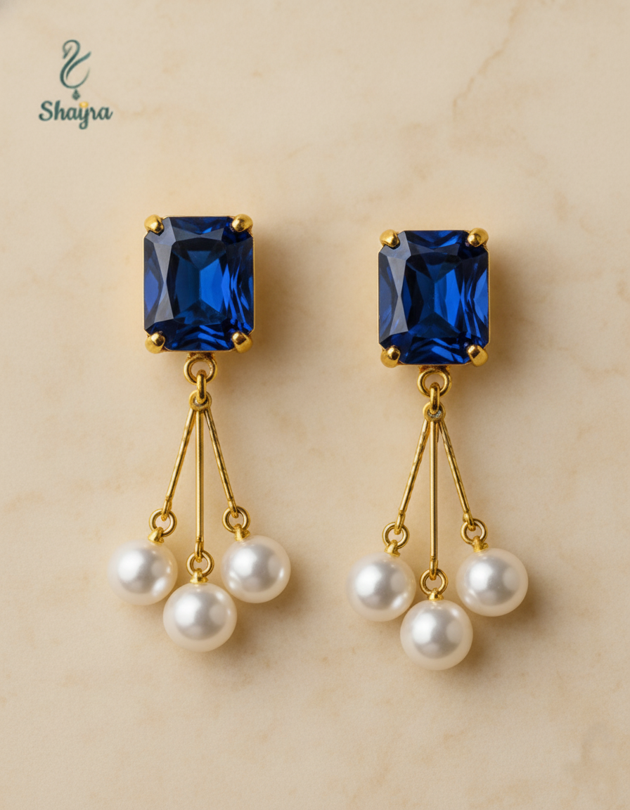 Vintage-Style Red Crystal & Pearl Drop Earrings