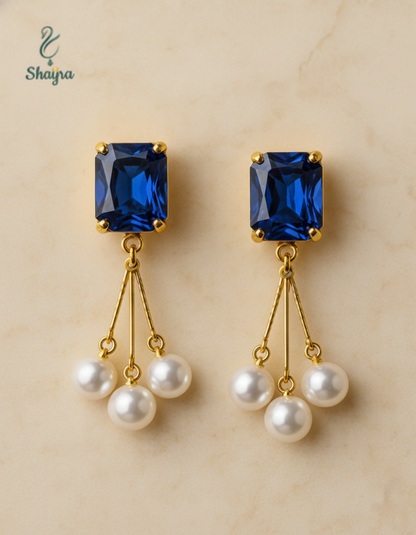 Vintage-Style Red Crystal & Pearl Drop Earrings