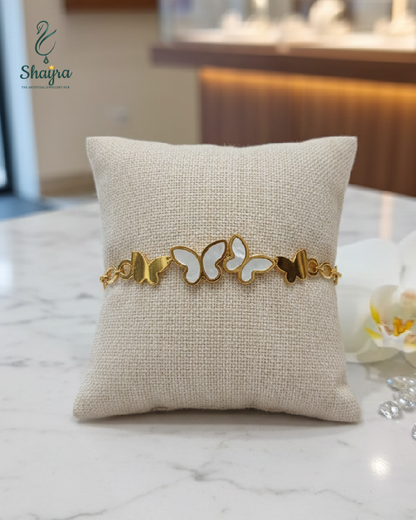 Golden Flutter Mother-of-Pearl Bangle (Detail-oriented)