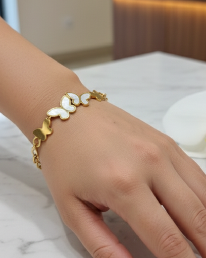 Golden Flutter Mother-of-Pearl Bangle (Detail-oriented)