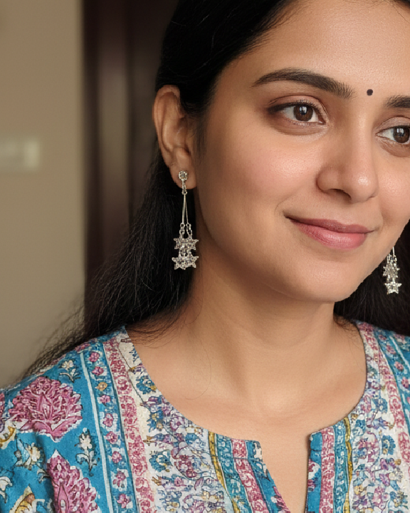 Celestial Shimmer Crystal Double Star Earrings