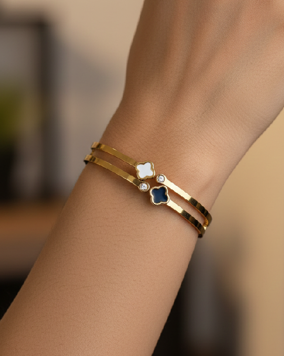 Midnight Blue & Pearl White Bangle (Color focused)