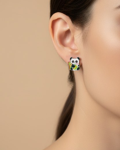Adorable Panda & Pearl 2-Pair Earring Combo Set