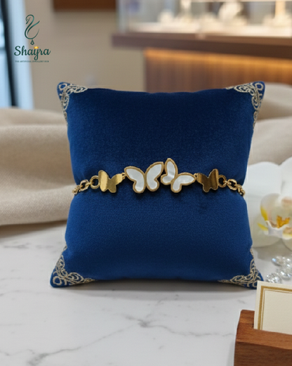 Golden Flutter Mother-of-Pearl Bangle (Detail-oriented)