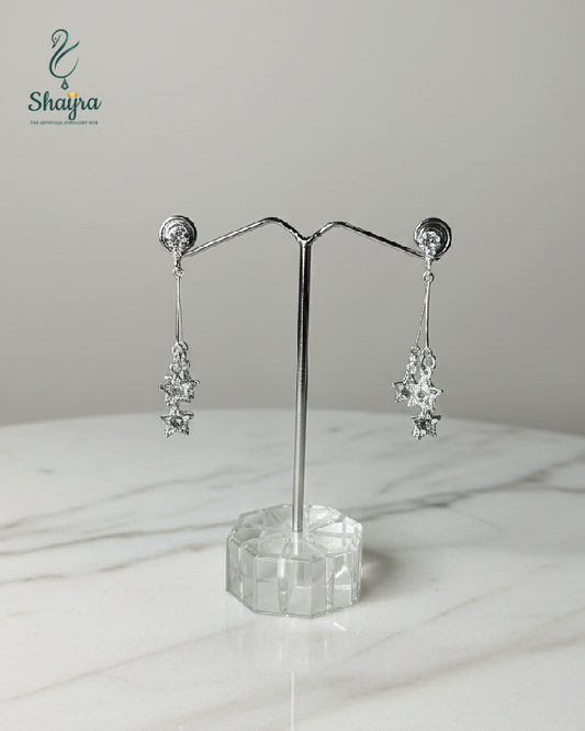 Celestial Shimmer Crystal Double Star Earrings