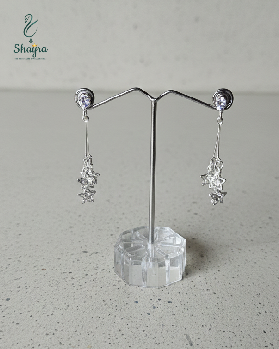 Celestial Shimmer Crystal Double Star Earrings