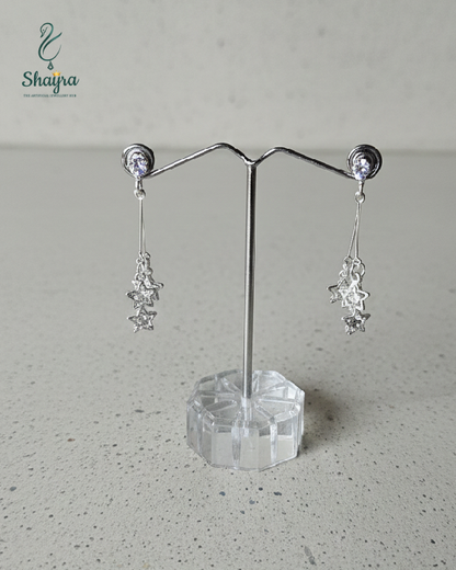 Celestial Shimmer Crystal Double Star Earrings