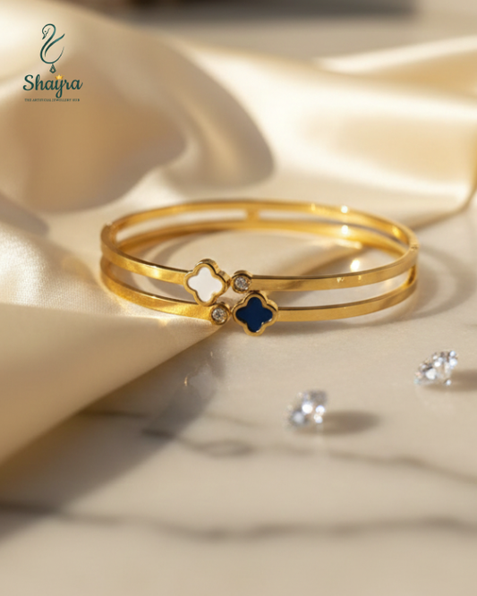 Midnight Blue & Pearl White Bangle (Color focused)