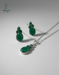 Silver-Finish Emerald Green Statement Set