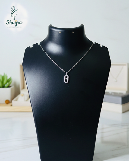 Sleek Silver-Finish Dancing Diamond Pendant