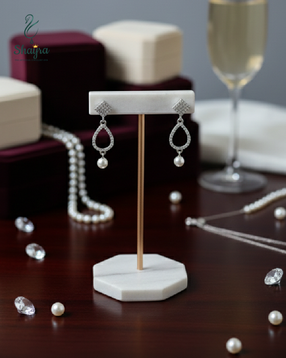 Classic Silver Crystal & Pearl Drop Earrings