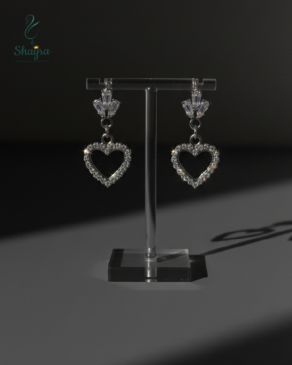 Heart & Crown Crystal Drops Earrings