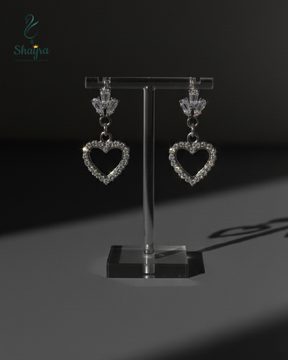Heart & Crown Crystal Drops Earrings