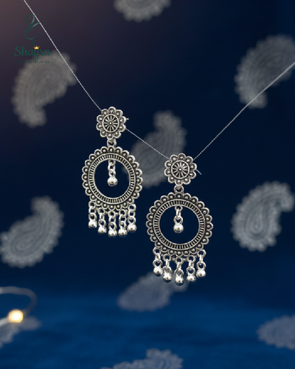 Shayra Bohemian Style Oxidized Silver Daily Wear Jhumkis