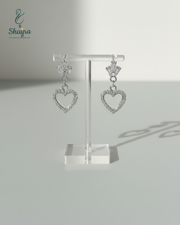 Heart & Crown Crystal Drops Earrings