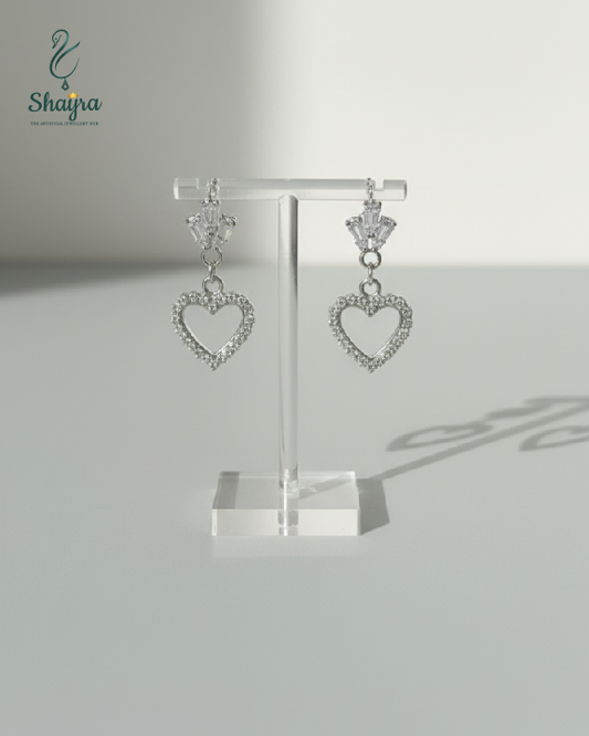 Heart & Crown Crystal Drops Earrings